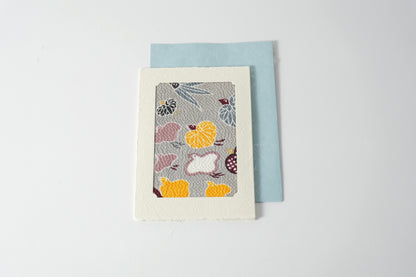 グリーティングカード　吉祥花伝KYOTO 見立て葵千鳥 灰