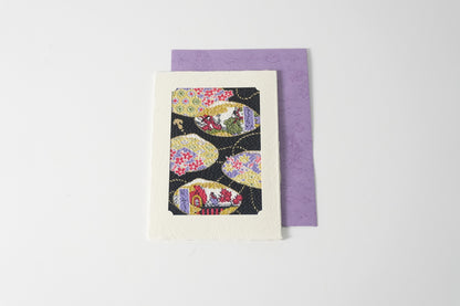 グリーティングカード　吉祥花伝KYOTO 源氏絵図貝合わせ 黒