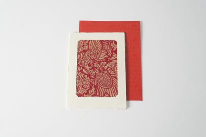 グリーティングカード　吉祥花伝KYOTO 鶴亀京更紗 朱