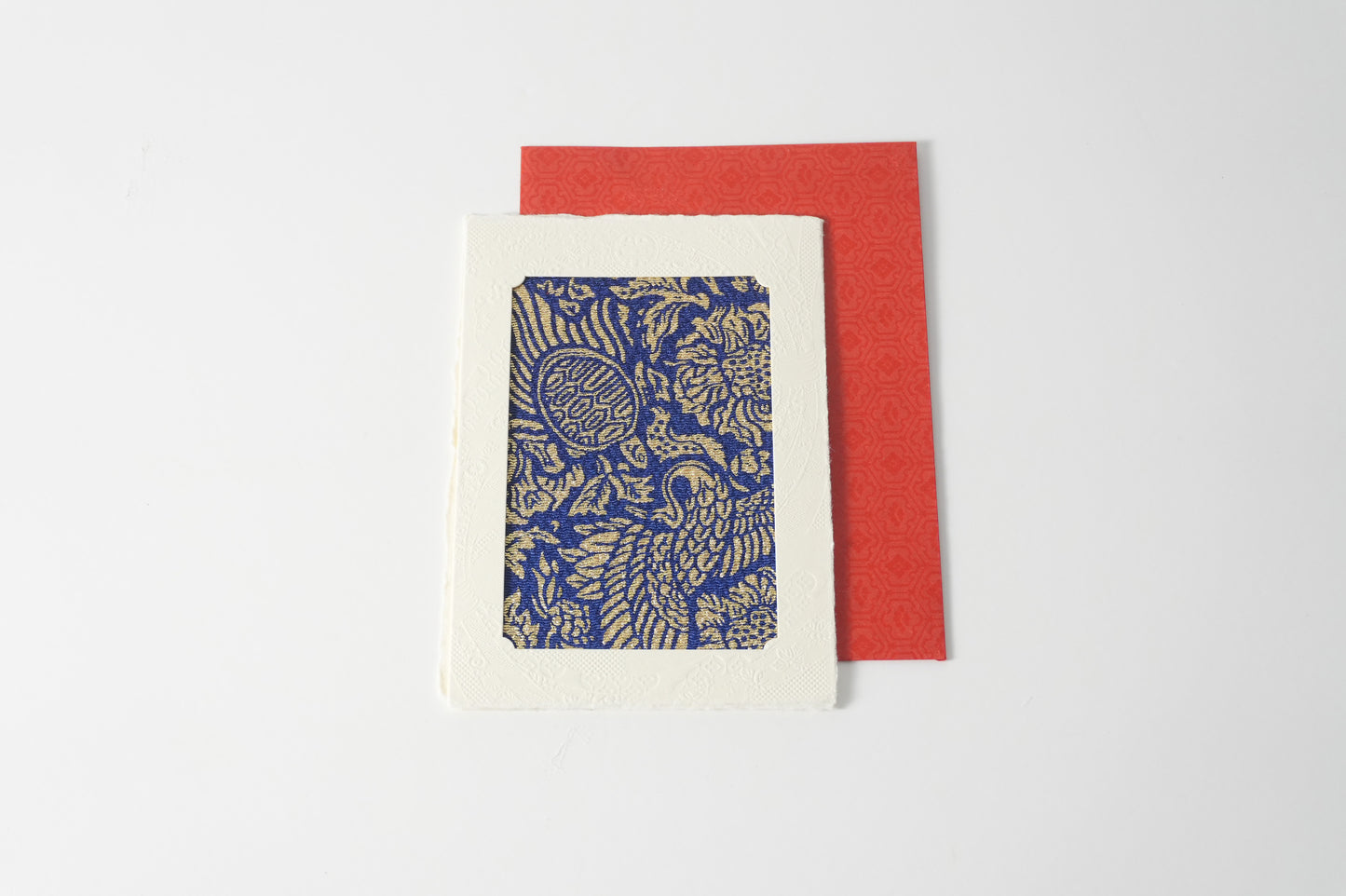 グリーティングカード　吉祥花伝KYOTO 鶴亀京更紗 藍