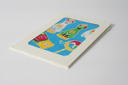 グリーティングカード　吉祥花伝KYOTO 京玩具尽くし 青