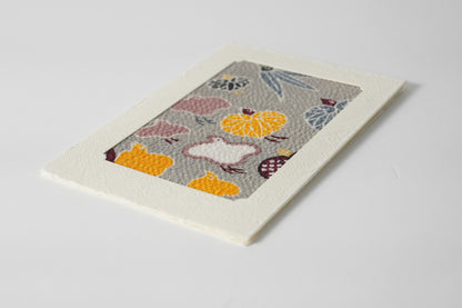 グリーティングカード　吉祥花伝KYOTO 見立て葵千鳥 灰