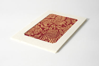 グリーティングカード　吉祥花伝KYOTO 鶴亀京更紗 朱