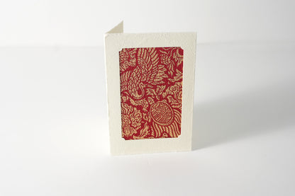 グリーティングカード　吉祥花伝KYOTO 鶴亀京更紗 朱