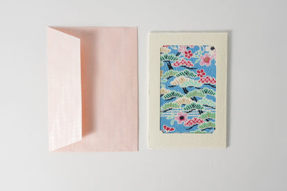 グリーティングカード　吉祥花伝KYOTO 桜霞御所解 空色