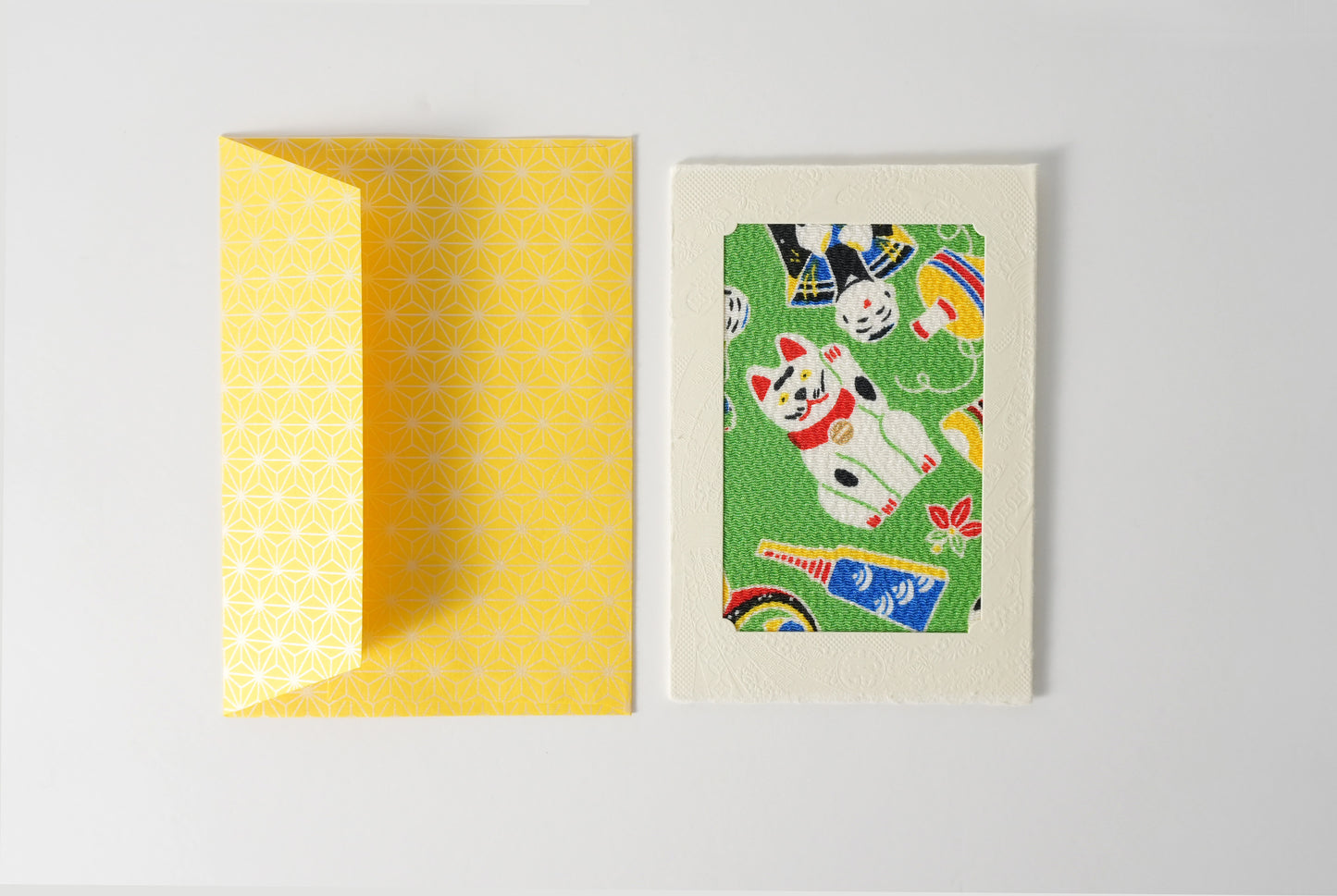 グリーティングカード　吉祥花伝KYOTO　京玩具尽くし　緑