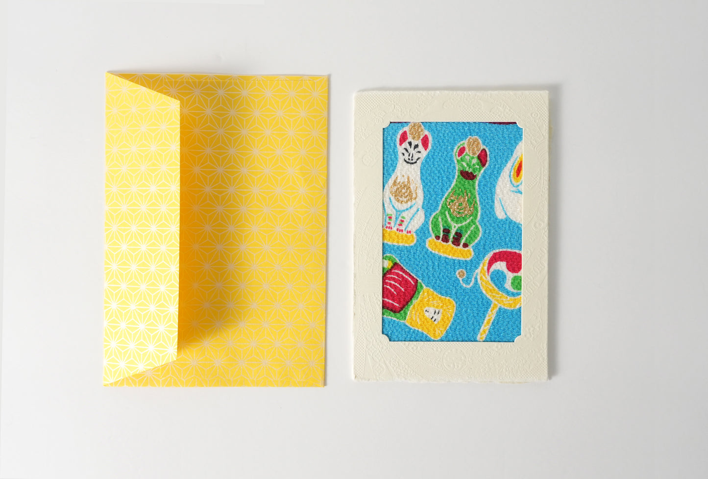 グリーティングカード　吉祥花伝KYOTO 京玩具尽くし 青