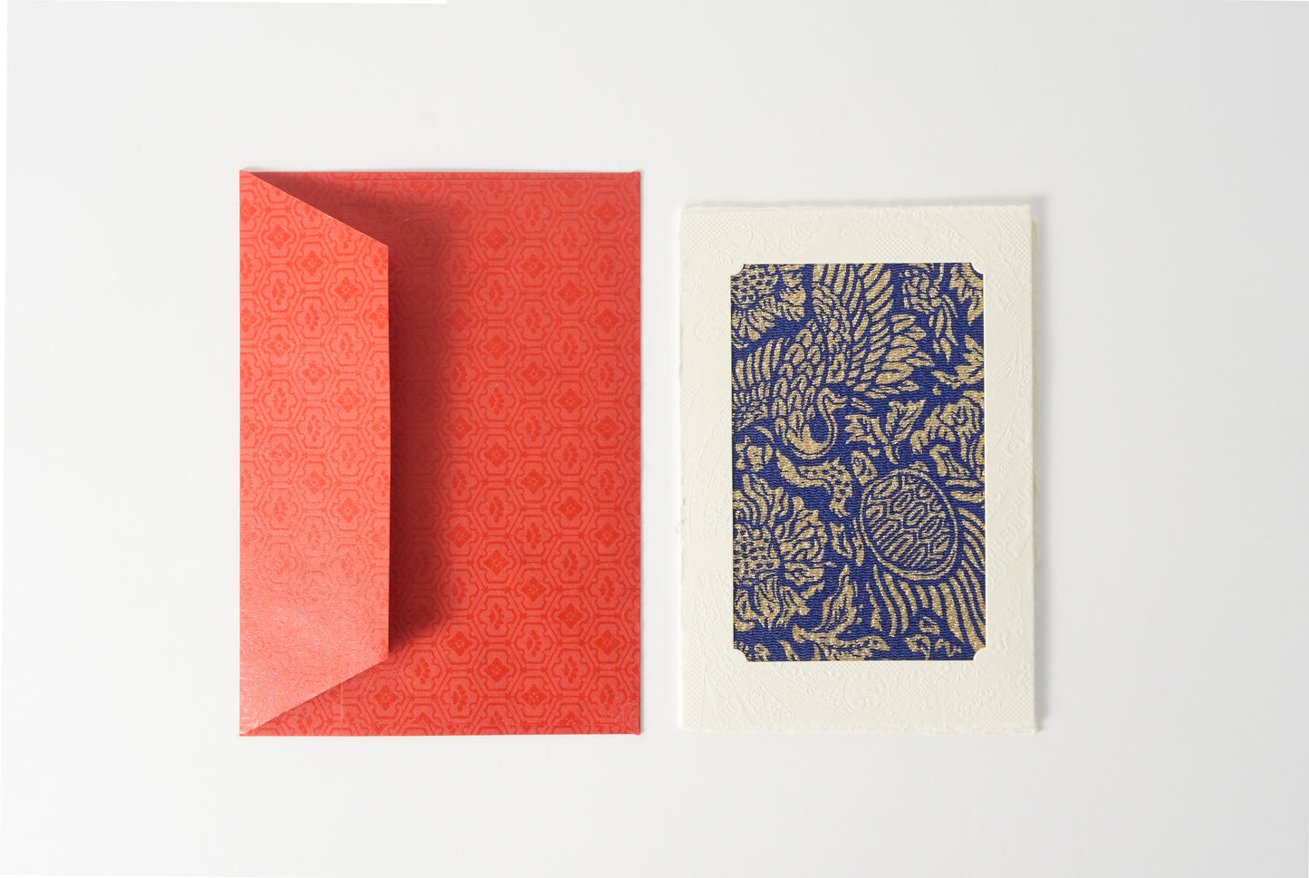 グリーティングカード　吉祥花伝KYOTO 鶴亀京更紗 藍