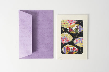 グリーティングカード　吉祥花伝KYOTO 源氏絵図貝合わせ 黒