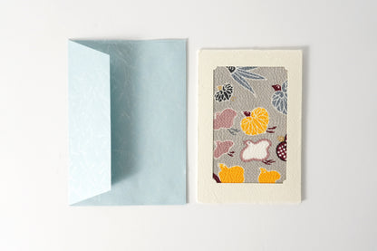 グリーティングカード　吉祥花伝KYOTO 見立て葵千鳥 灰