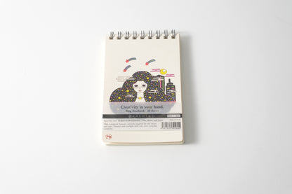Ring Notebook “Moon & Stars” | Kutani Porcelain Painting by Yuko Kawashima | Japanese Stationery
