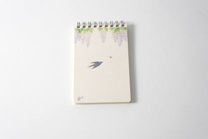 Ring Notebook “Wisteria & Swallow” | Kutani Porcelain Painting by Satomi Kawada | Japanese Stationery