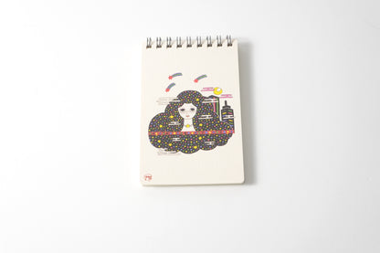 Ring Notebook “Moon & Stars” | Kutani Porcelain Painting by Yuko Kawashima | Japanese Stationery