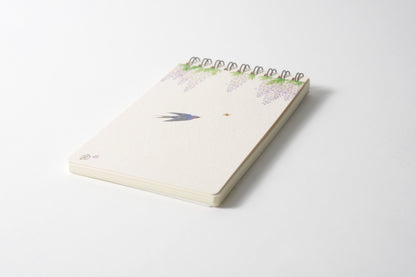 Ring Notebook “Wisteria & Swallow” | Kutani Porcelain Painting by Satomi Kawada | Japanese Stationery