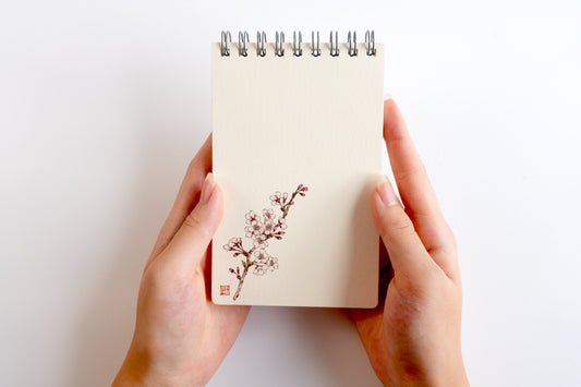 Ring Notebook “Sakura” | Kutani Porcelain Painting by Yukika Shibata | Japanese Stationery