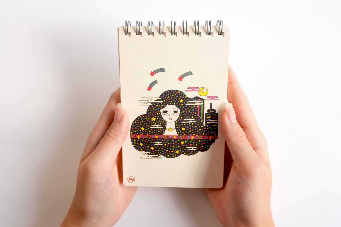 Ring Notebook “Moon & Stars” | Kutani Porcelain Painting by Yuko Kawashima | Japanese Stationery