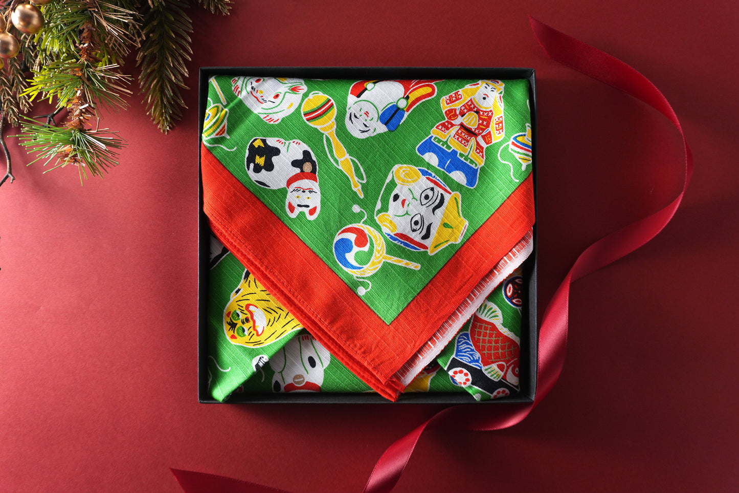 Furoshiki | Kyoto Toys Green | 100% cotton, 70cm, Made in Japan | Mashu KYOTO