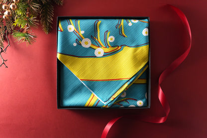 Furoshiki (Wrapping Cloth) | Flower-Eating Bird, Green | 100% Cotton, 90cm, Made in Japan | Mashu KYOTO