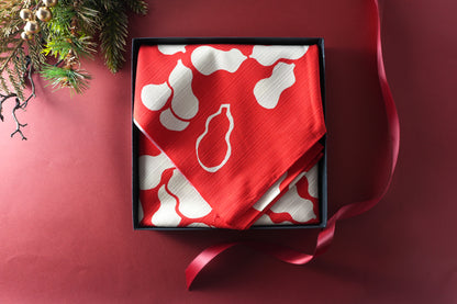 Furoshiki (Wrapping Cloth) | Red Gourd (with Foil) | 100% Cotton, 90cm, Made in Japan | Mashu KYOTO