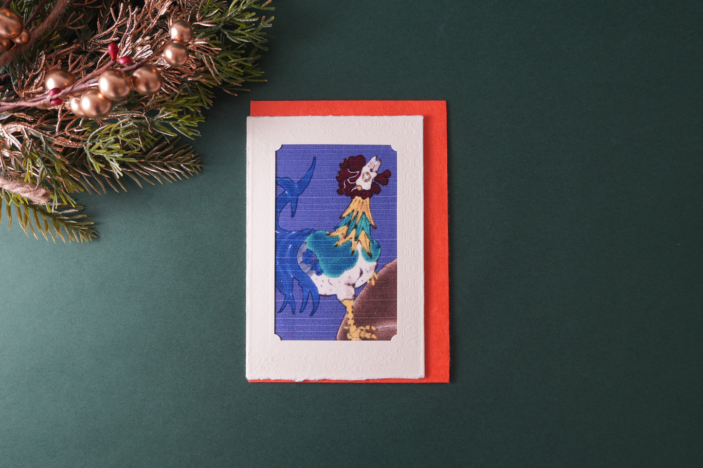 Carte de vœux Kissho Kaden KASHIKO Coq du zodiaque