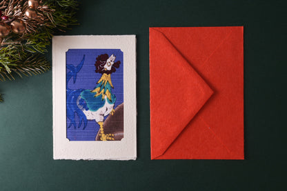 Carte de vœux Kissho Kaden KASHIKO Coq du zodiaque