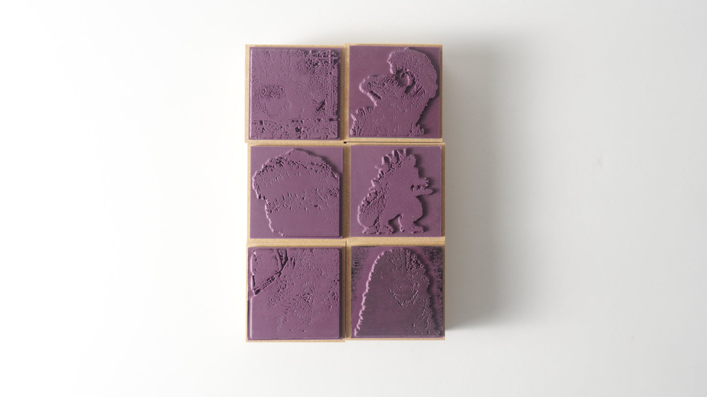 Coffret de tampons en caoutchouc GODZILLA Shin Godzilla Series | Produit sous licence officielle, fabriqué au Japon