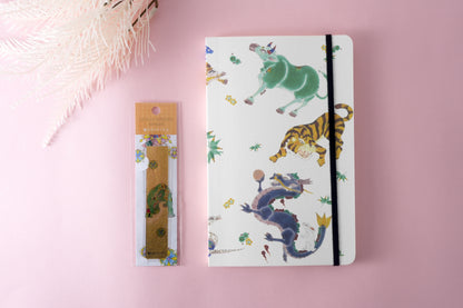 Carnet d'artiste + ensemble de marque-pages feuille d'or | Yasushi Yamachika, artiste de Kutani Ware