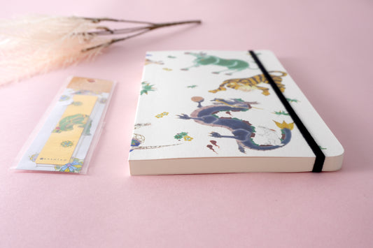 Carnet d'artiste + ensemble de marque-pages feuille d'or | Yasushi Yamachika, artiste de Kutani Ware