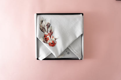 Furoshiki (Wrapping Cloth) | Flower and Bird Design, Red | 100% Cotton, 70cm, Made in Japan | Mashu KYOTO