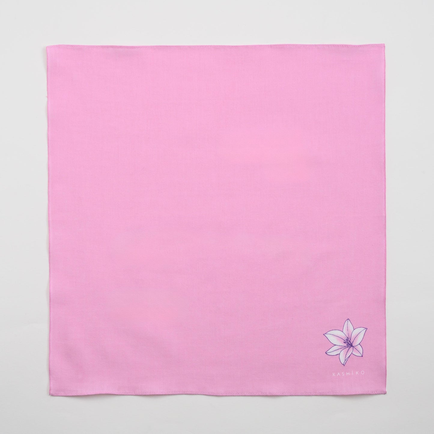 Hankachi〈White Lily〉｜Hand-dyed Cotton Handkerchief with Kutani Artist Design, Made in Japan