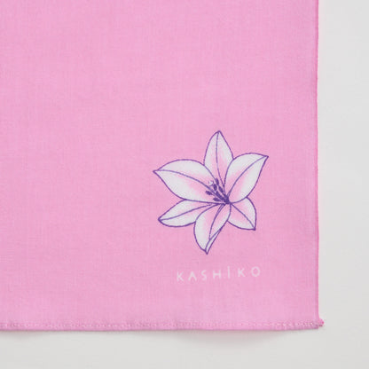 Hankachi〈White Lily〉｜Hand-dyed Cotton Handkerchief with Kutani Artist Design, Made in Japan