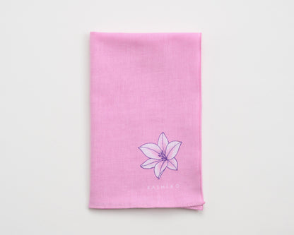 Hankachi〈White Lily〉｜Hand-dyed Cotton Handkerchief with Kutani Artist Design, Made in Japan