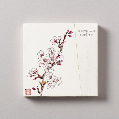 Set of 2 Message Card &amp; Paper Clip [Cherry Blossoms &amp; Chrysanthemum]