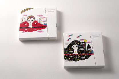 Set of 2 Message Card &amp; Paper Clip [Daydream Sun And Rainbow /Daydream Moon And Stars]