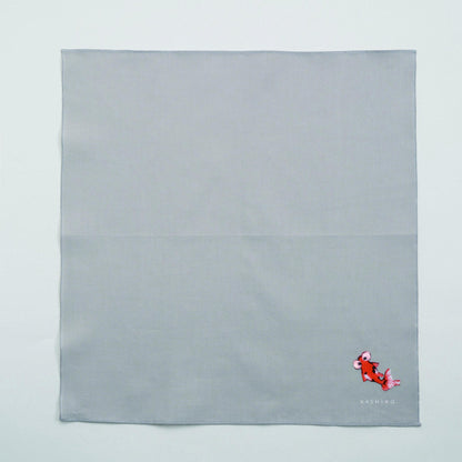 Hankachi〈Goldfish〉｜Hand-dyed Cotton Handkerchief with Kutani Artist Design, Made in Japan