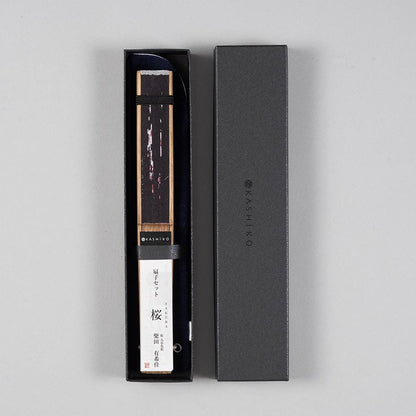 Sensu Set〈Sakura〉｜Kutani Artist Design by Yukika Shibata – Cherry Blossom Fan, Chirimen Pouch, and Gift Box