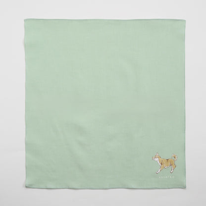 Hankachi〈Shiba Inu〉｜Hand-dyed Cotton Handkerchief with Kutani Artist Design, Made in Japan