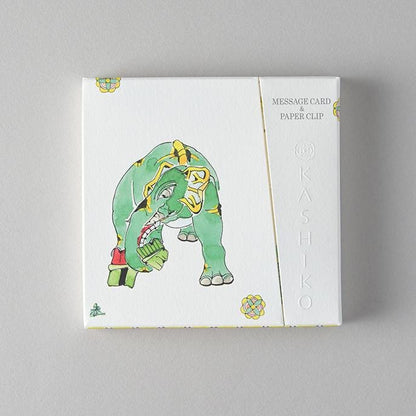 Set of 2 Message Card &amp; Paper Clip [Divine Elephant＆zebra]