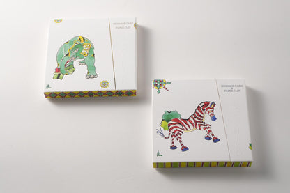 Set of 2 Message Card &amp; Paper Clip [Divine Elephant＆zebra]