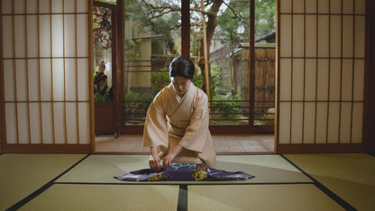 Japanese Furoshiki Wrap – Wagara Gourd Black | Hand-Dyed in Kyoto | Sustainable Cotton Gift Wrap 